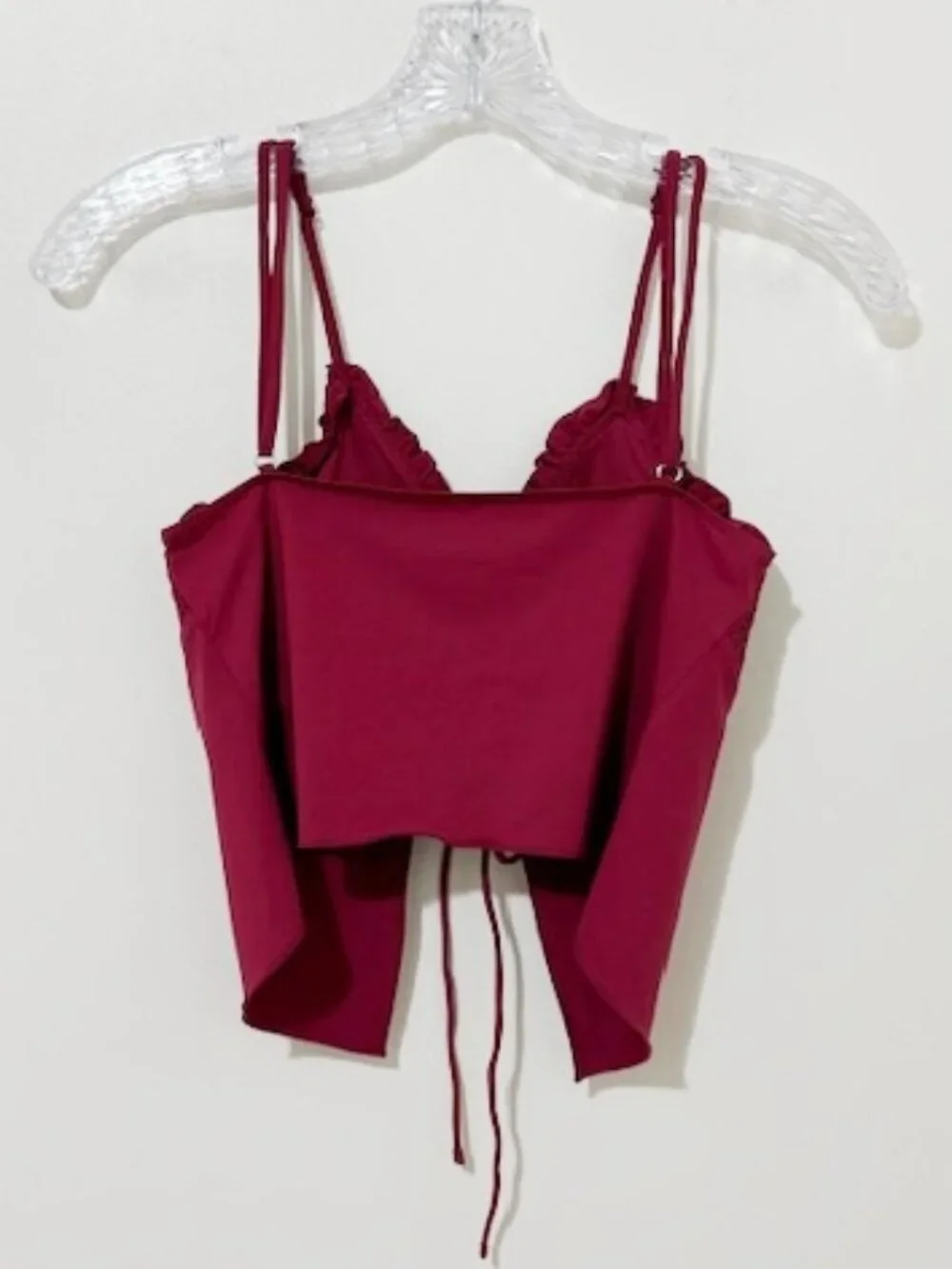 Frankies Bikinis Penelope Ruffle Tankini Bikini Top in Bordeaux Size M